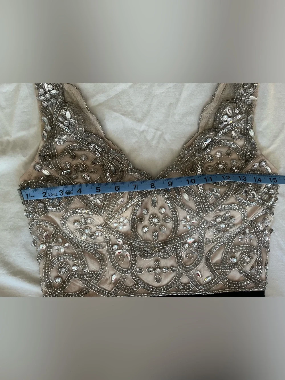 Aidan Mattox Elegant Beaded Regina Evening Gown in Black & Champagne
